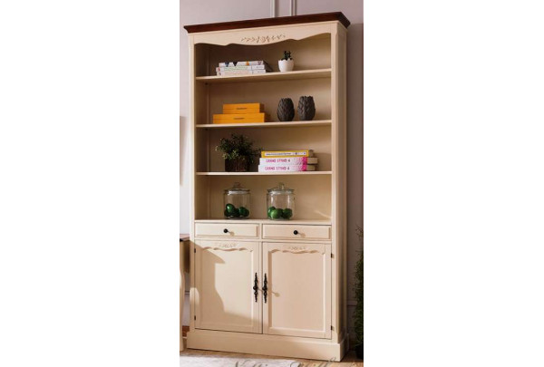 Шкаф книжный с двумя отделениями Florence MK-5063-AWB Молочный/Итальянский орех