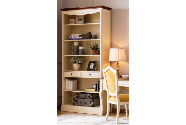 Шкаф книжный открытый Florence MK-5062-AWB Молочный/Итальянский орех