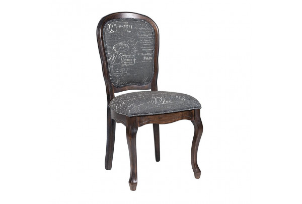 Cтул Secret De Maison Esmee ( mod.EE-SC ) дерево гевея, 96х55х46см, antique walnut (античный орех А010), ткань Французское письмо №F788-2 Cтул Secret De Maison Esmee ( mod.EE-SC ) дерево гевея, 96х55х46см, antique walnut (античный орех А010), ткань Французское письмо №F788-2