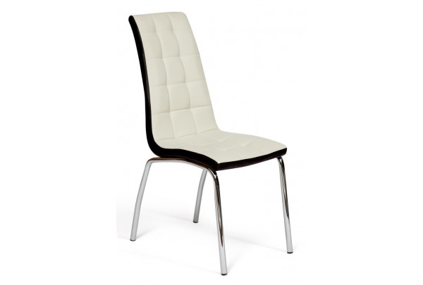 Стул ALESSI ( mod.36 ) металл/экокожа, 42 х 65 х 101 х 49 см, слоновая кость/темно-коричневый (окантовка)/хром Стул ALESSI ( mod.36 ) металл/экокожа, 42 х 65 х 101 х 49 см, слоновая кость/темно-коричневый (окантовка)/хром