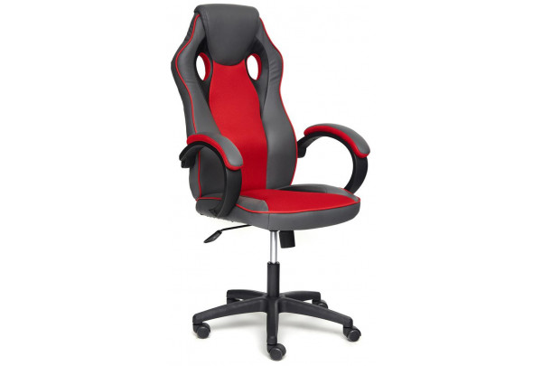 Кресло RACER GT new кож/зам/ткань, металлик/красный, 36/08